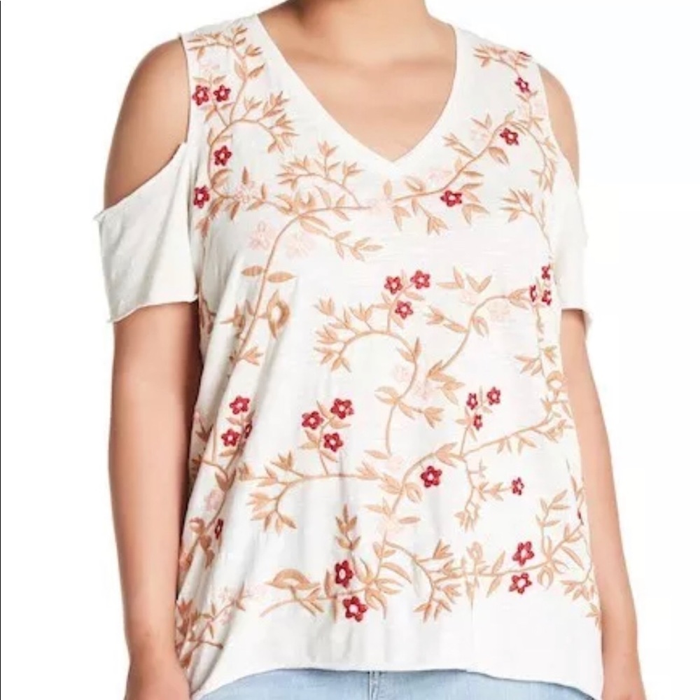 Lucky Brand Plus size Floral Embroidered Top